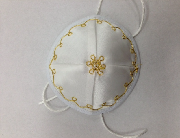 White and Gold Baby Kippah - Satin
