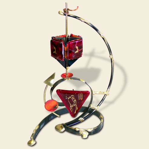 Bat Mitzvah Dreidel - Glass, Steel, and Copper