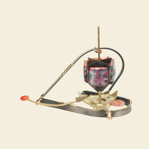 Folded Heart Dreidel - Glass, Steel, and Copper