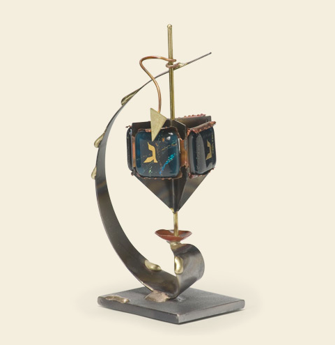 Simple Dreidel - Glass, Steel, and Copper