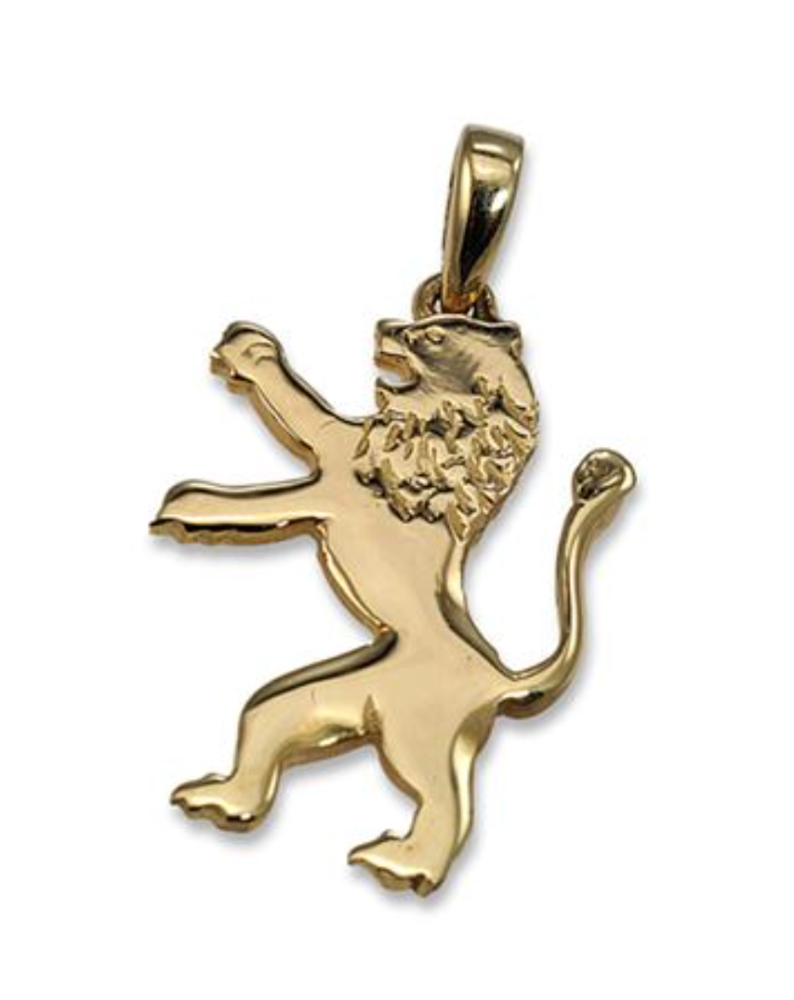 14K Gold Small Petite Rising Lion Pendant