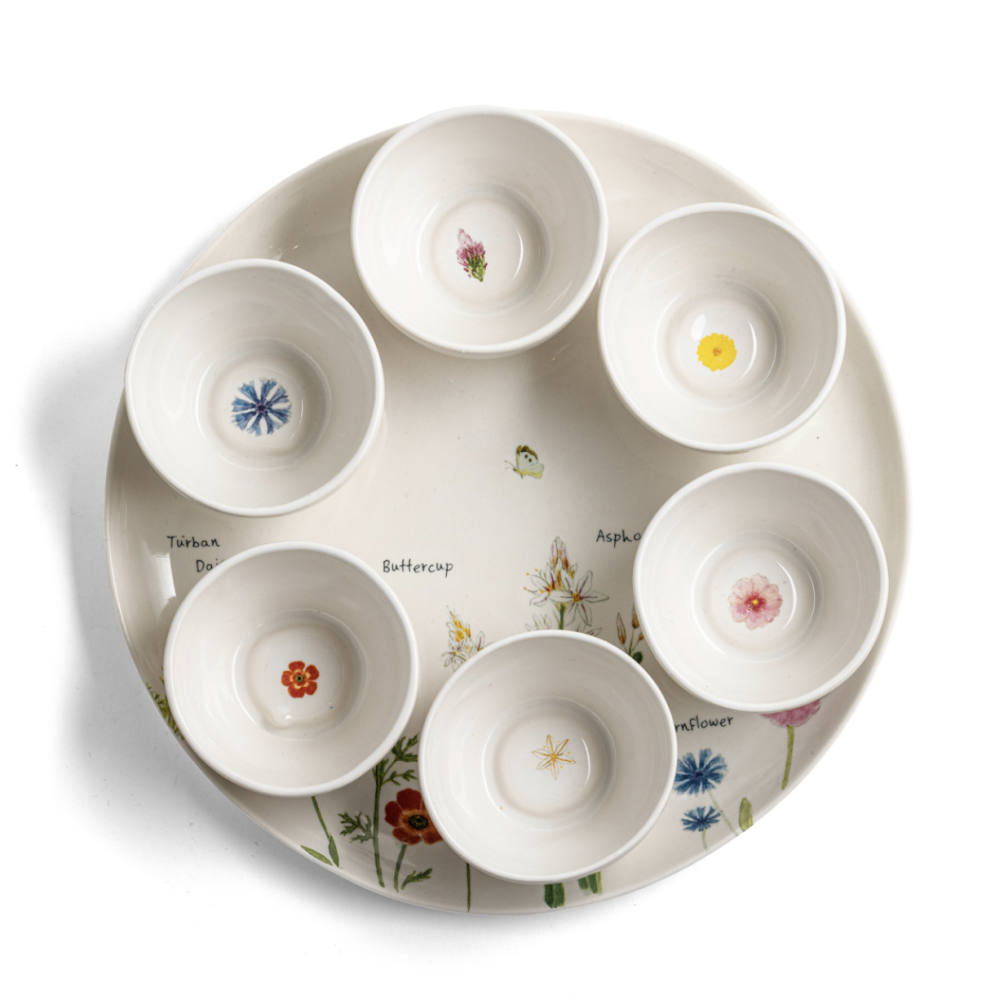 Floral Passover Plate with Saucers
