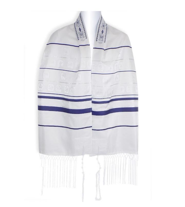Blue and Silver Stripe Shvotim Talis