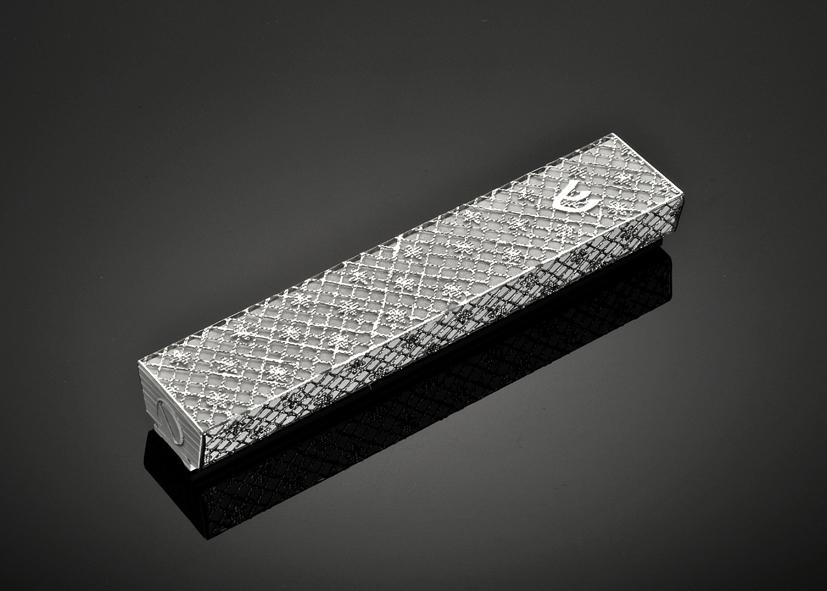 White Flower Mezuzah - Metal