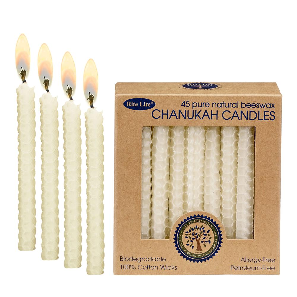 Natural Beeswax Chanukah Candles-White
