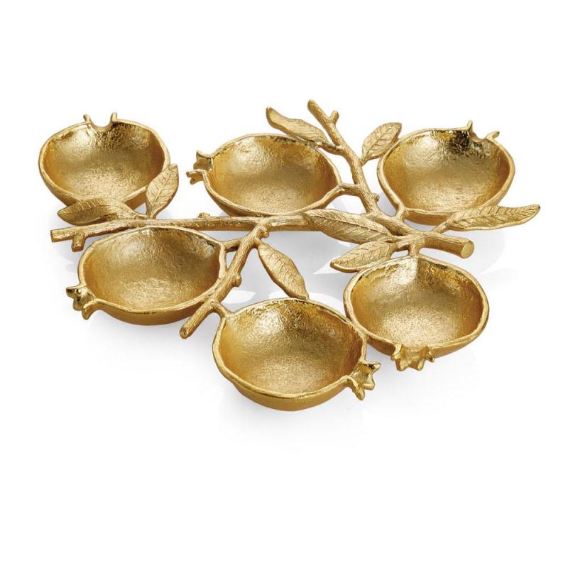 Pomegranate Seder Plate - Goldtone