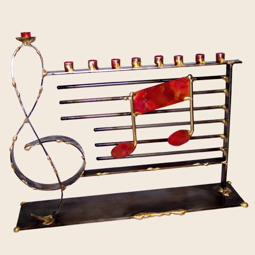 Large Music Menorah - Copper and Steel