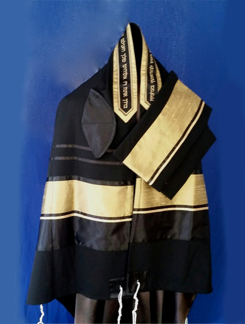 Men's Traditional Black and Gold Tallit Set