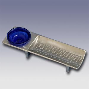 Rectangular Apple and Honey Dish - Pewter and Glass
