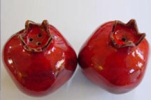 Pomegranate Salt and Pepper Shakers - Ceramic