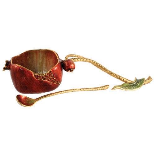 Pomegranate Honey Set with Spoon for Rosh Hashana by Quest Gifts