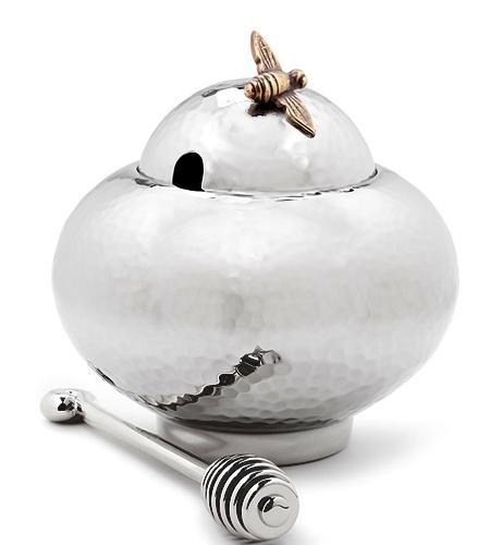 Honey Pot with Bee - Stainless Steel