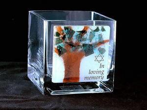 Tree of Life Yarzheit Candle Holder - Glass