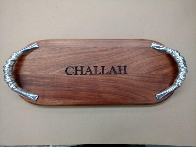 Wooden Challah Plate in English