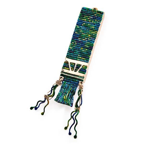 Talit Mezuzah Bronze with Blue and Greens