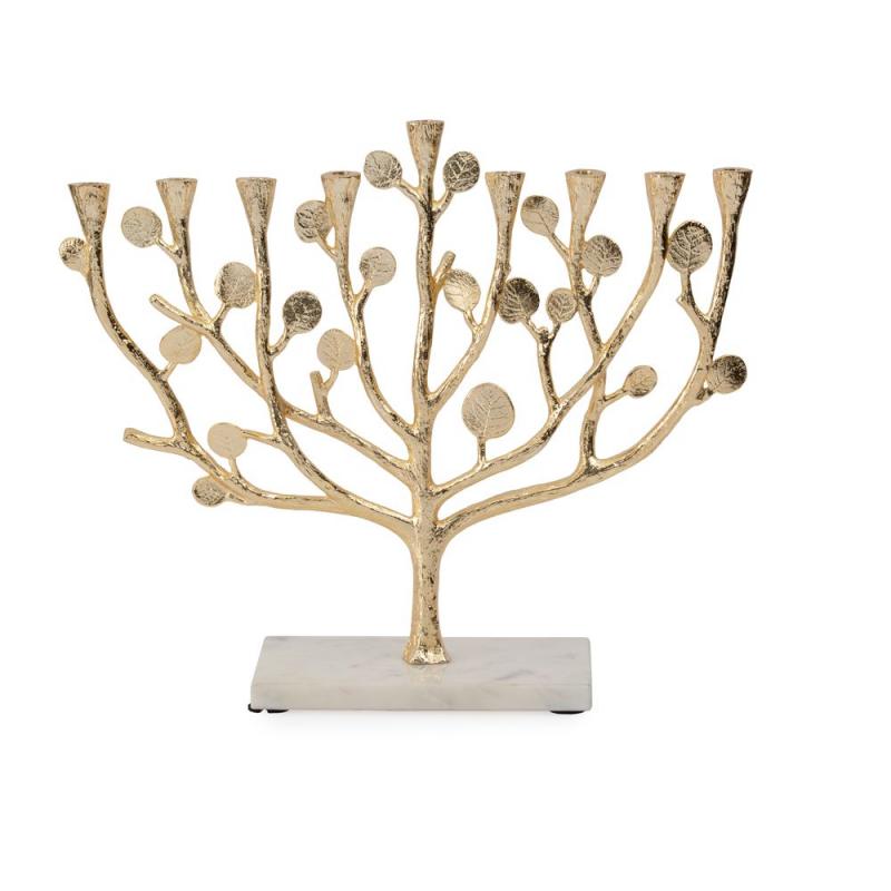 Botanical Leaf Gold Menorah