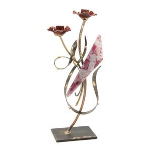 Breast Cancer Awareness Flower Candle Holders - Glass, Steel, and Copper