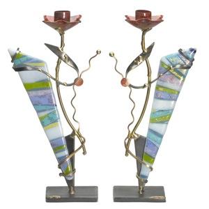 Stripes Candle Holders - Glass, Steel, and Copper