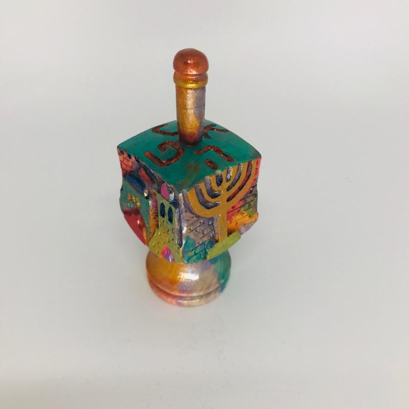 Handcrafted Jerusalem Dreidel with color