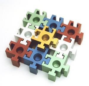 Square Puzzle Piece Menorah - Metal