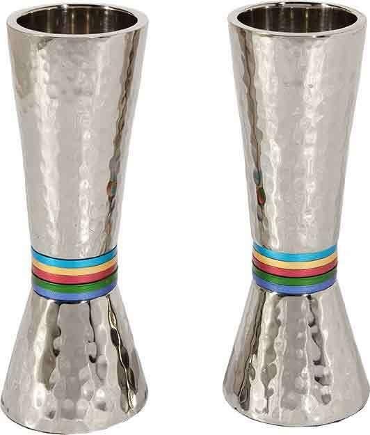 Conical Shaped Hammered Candle Holders--Multi color  Rings