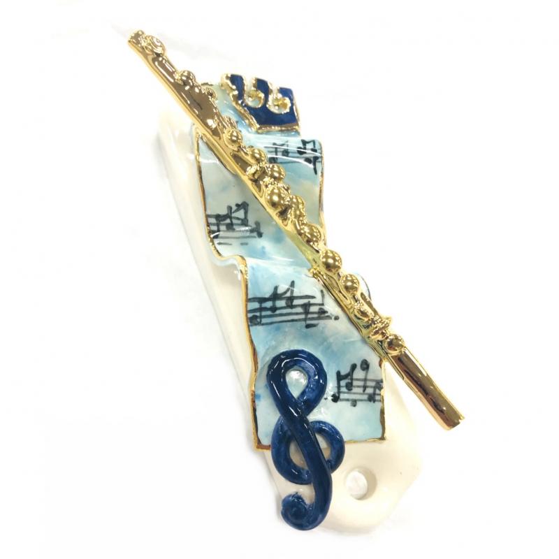 Flute Mezuzah-Painted Porcelain