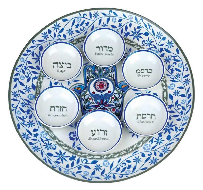 Hamsa Seder Plate With Dishes