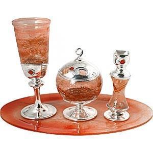 Red Blown Glass Havdalah Set - Sterling Silver