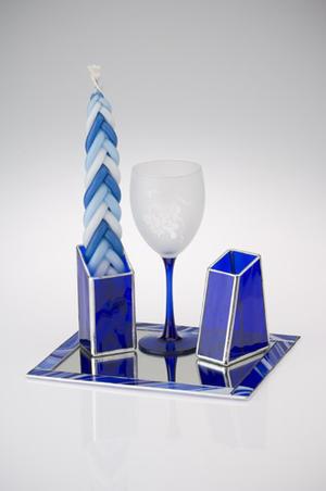 Baroque Blue Havdalah Set - Glass