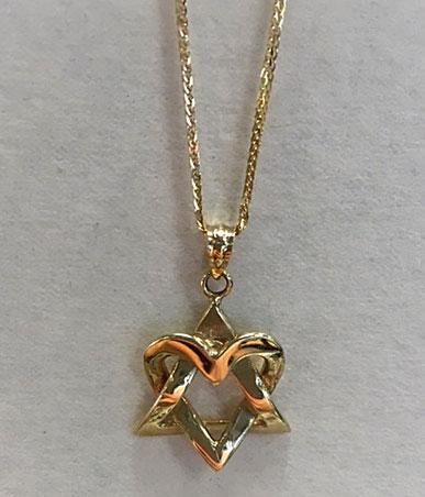 Heart Star of David Necklace - 14kt Gold