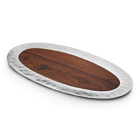 Sierra Oval Challah Tray with wood insert