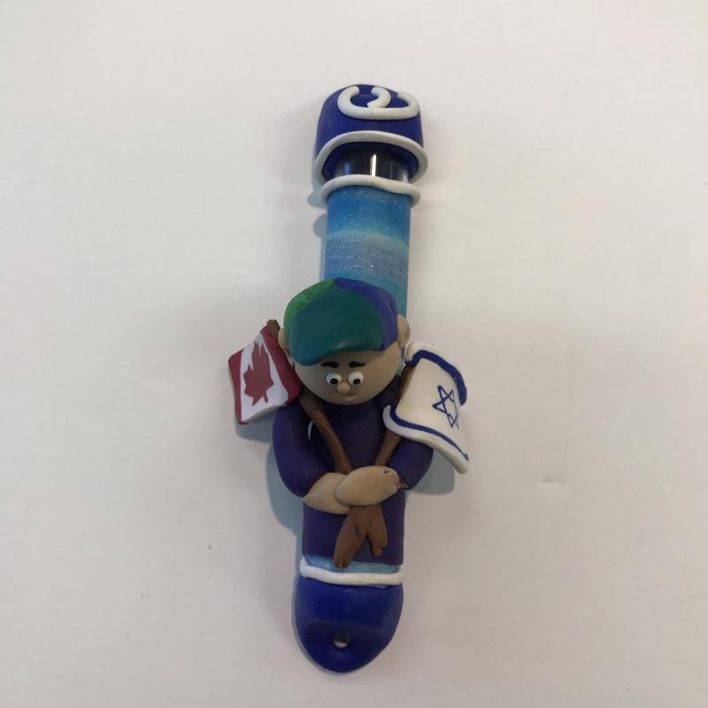 CANADA AND ISRAEL FLAG MEZUZAH - FIMO CLAY