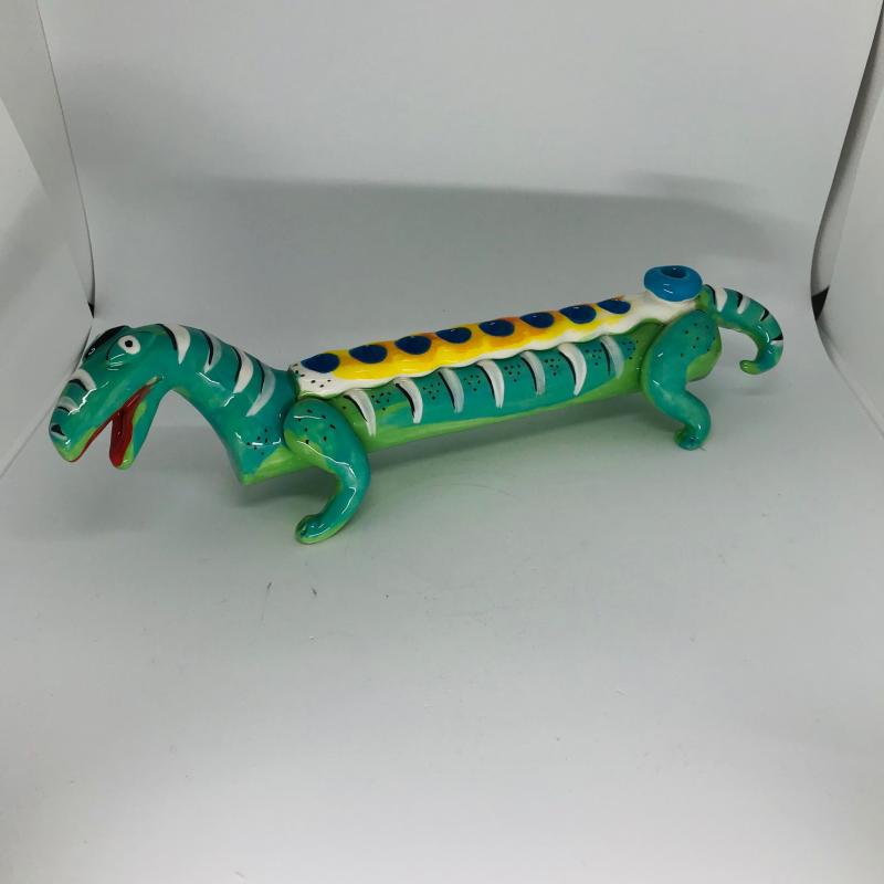 Ceramic Dinosaur Hanukkah Menorah by Inna O
