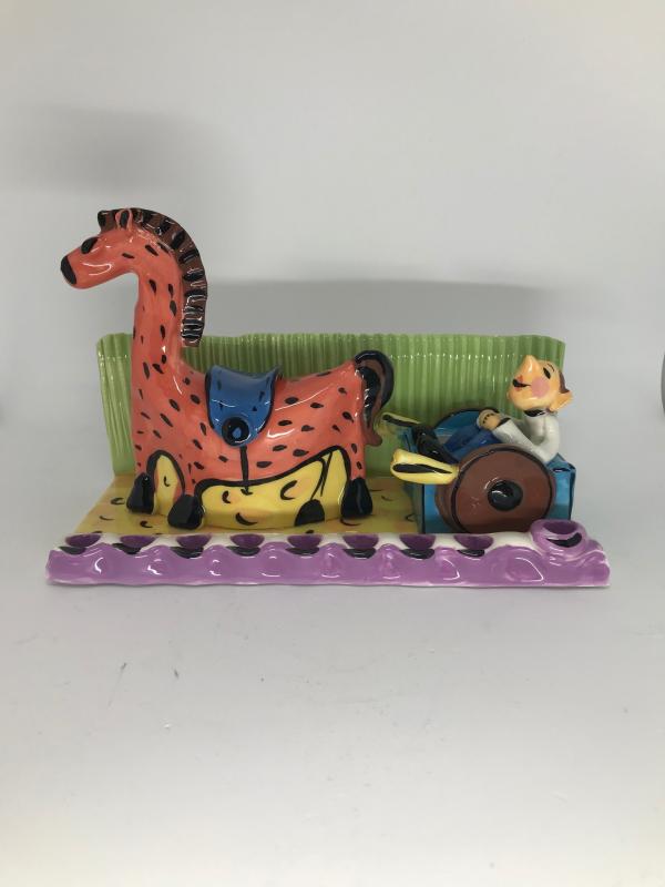 Ceramic Horse and Cart Hanukkah Menorah by Inna O