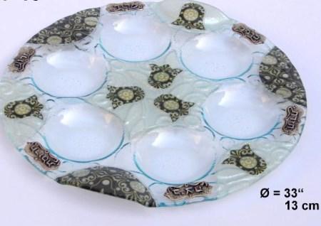 White Lace Seder Plate - Glass