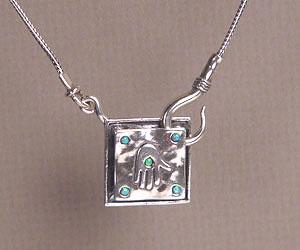 Hamsa Square Necklace - Sterling Silver