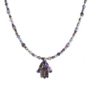 Purple Beaded Hamsa - Metal