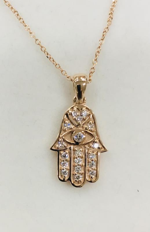 Diamond Hamsa Necklace - Gold