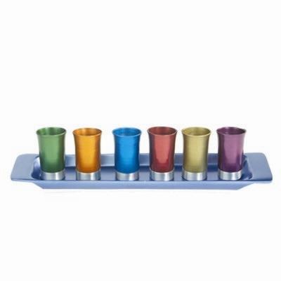Multicolor Kiddush Cup Set - Anodized Aluminum