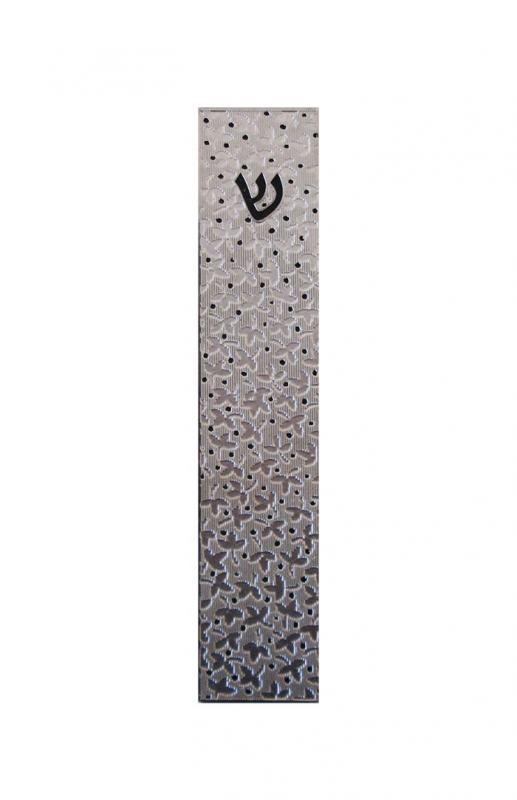 Leaf Pattern Stainless Steel Mezuzah by Metalace Art