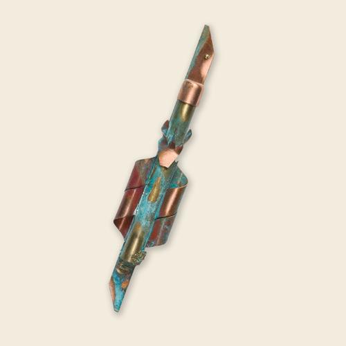 Copper Mezuzah with Metal Tube and Green Patina