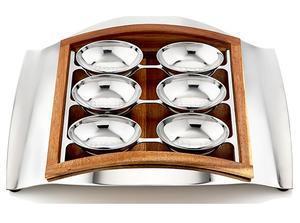 Wave Seder Plate - Stainless Steel and Wood