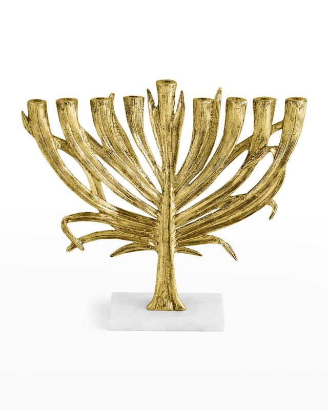 Palm Small Menorah Gold