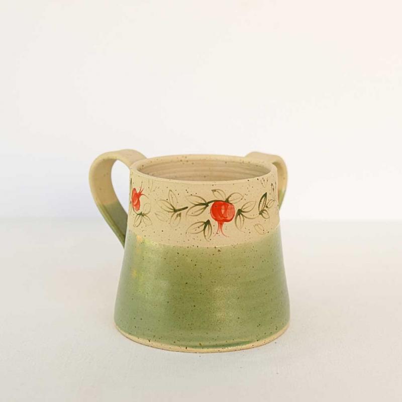 Pomegranate Green Handwashing Cup - Ceramic