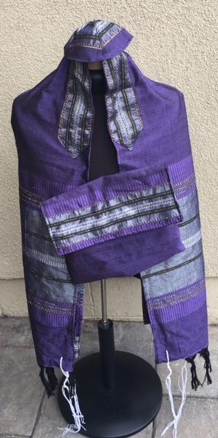 Silk Tallit- Purple with Gray