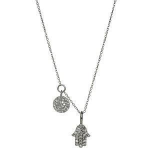 Hamsa Diamond Disk Necklace - Gold