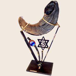 Small Shofar Holder - Glass, Steel, and Copper