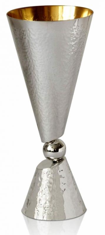 Modern Hammered Kiddush Goblet