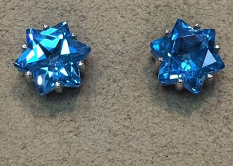Blue Topaz Earrings - 14kt White Gold