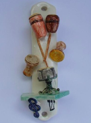 Drums Mezuzah - Painted Porcelain